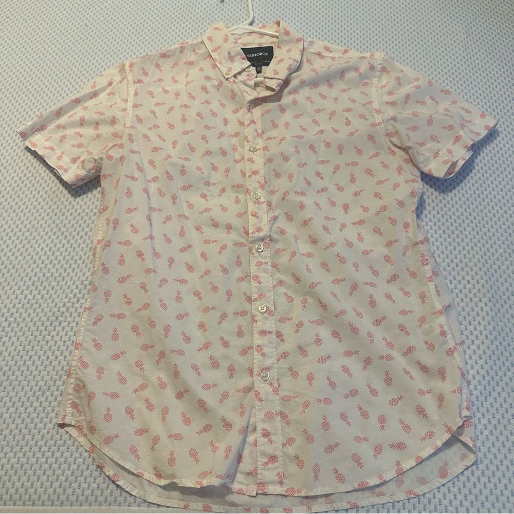 Bonobos Pink Pineapple Short Sleeve Shirt